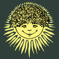 Vine-crowned sun for dark backgrounds