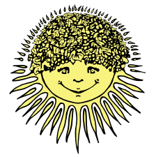 Vine-crowned sun for bright backgrounds