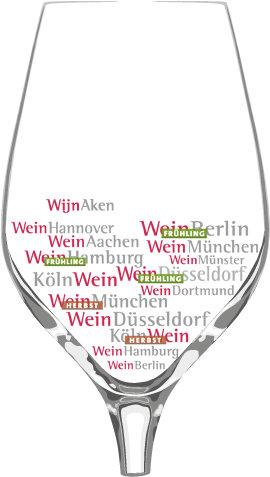 Graphic of a wine glass with the names of all Weber events.